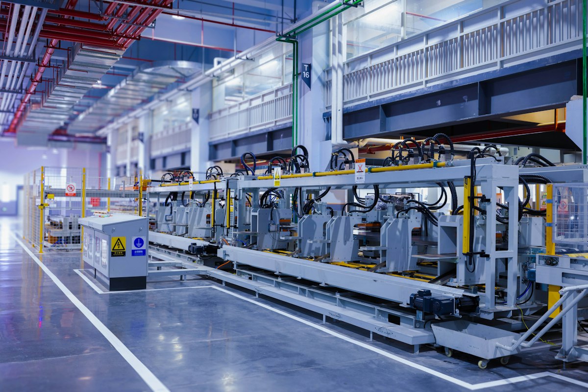 Industrial machinery in a warehouse